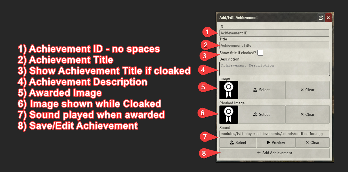 DM Instructions for adding an Achievement