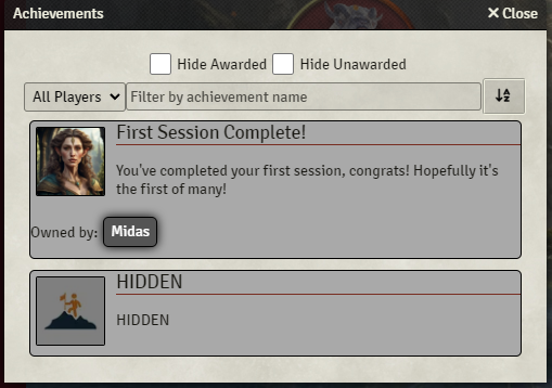 Foundry Achievements Button
